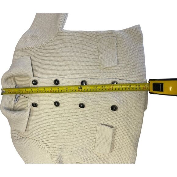 Zara Womens Jacket Sweater Small S Cream Knitted Double Breasted 3991/109 NWOT - Picture 8 of 9